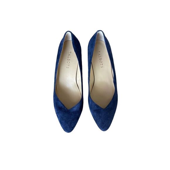 Talbots Womens Indigo Blue Suede Slip On Laney Wedge Heels Pump Shoes Size 7.5M - Picture 4 of 11